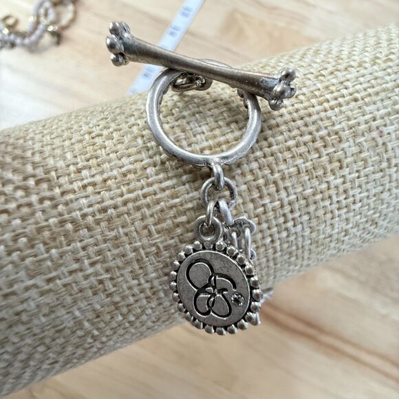 Jessica Simpson Silver-Tone Crystal Accent Toggle Charm Bracelet With Decorative - Picture 4 of 10